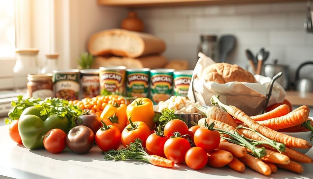 Family-friendly casserole ingredients arranged on a counter