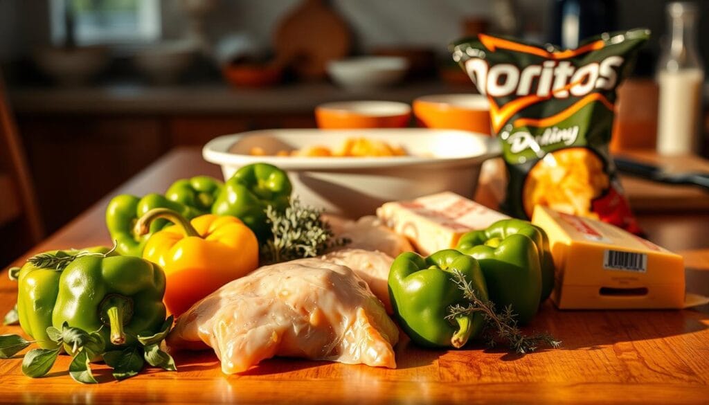 Fresh ingredients for Dorito chicken casserole