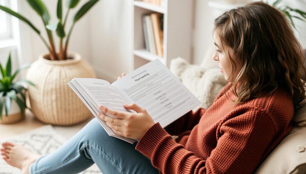 Generate an image of a person using a therapy workbook.