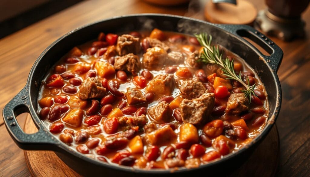 cowboy casserole in a skillet
