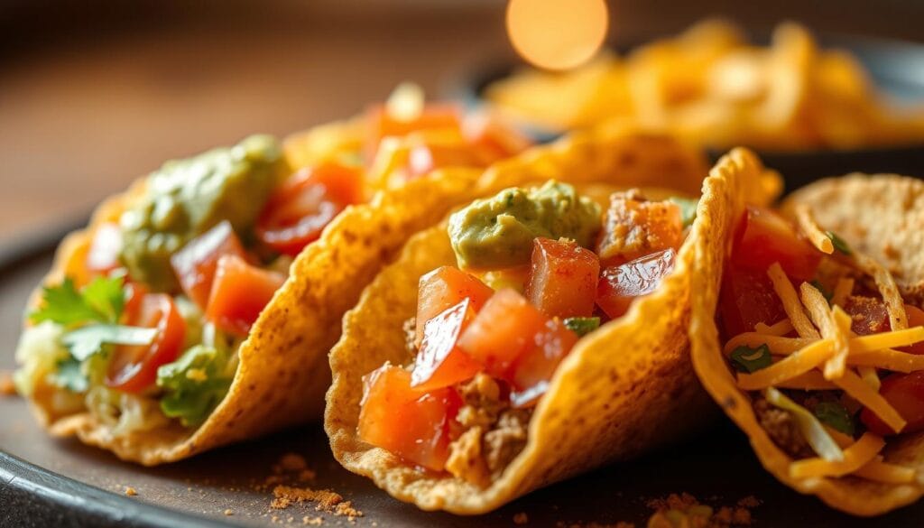 homemade crunchy taco shells with toppings