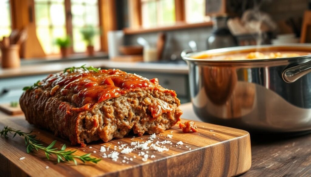 homemade meatloaf with french onion soup