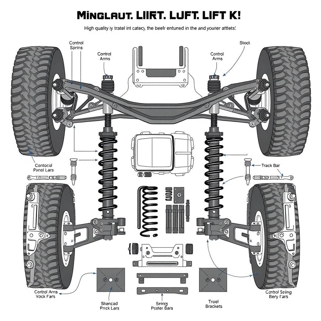 Diagram showing different lift kit components from top brands for Jeeps Diagram showing different lift kit components from top brands for Jeeps