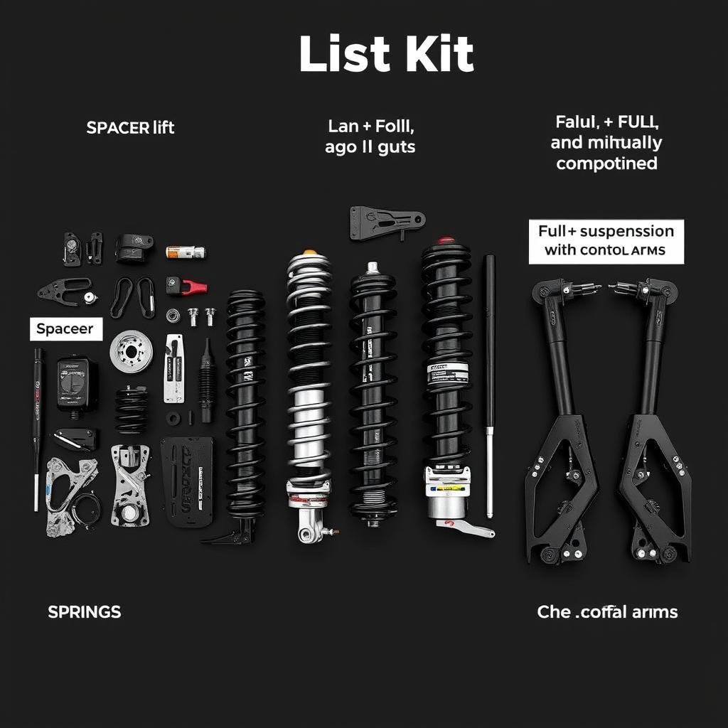 Different types of lift kit brands for Jeeps showing component differences Different types of lift kit brands for Jeeps showing component differences