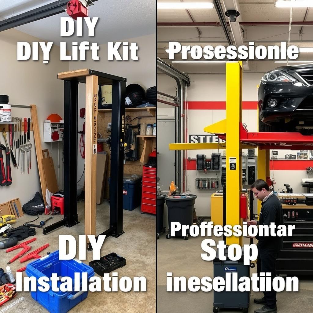 Jeep owner installing a lift kit showing DIY vs professional installation Jeep owner installing a lift kit showing DIY vs professional installation