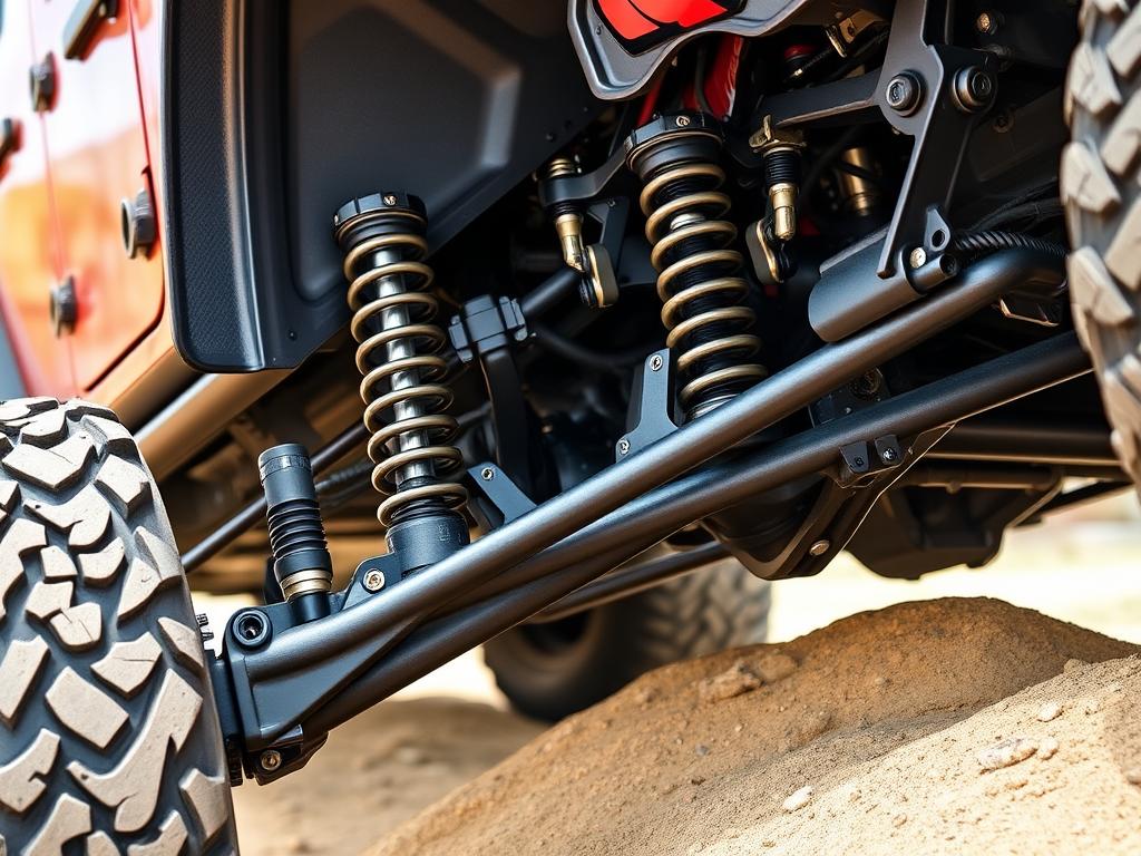 MetalCloak lift kit installed on a Jeep Wrangler showing articulation MetalCloak lift kit installed on a Jeep Wrangler showing articulation