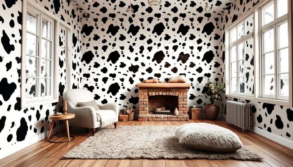 cow print wallpaper room size consideration