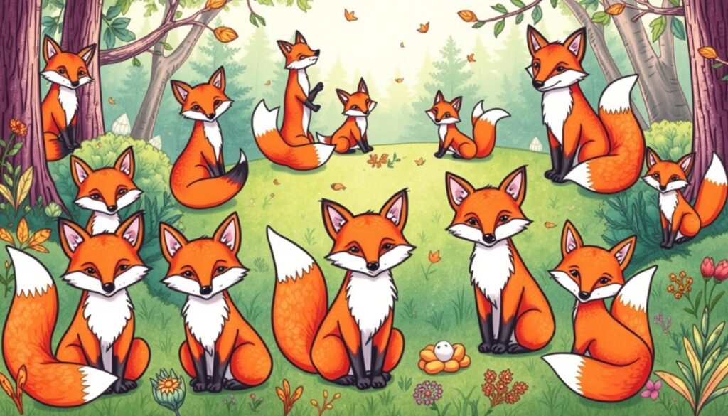 types of fox coloring pages